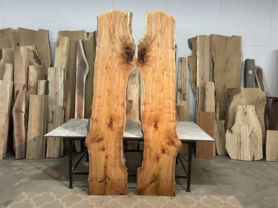 Matched Butternut Wood Slabs/White Walnut Wood/Epoxy Live Edge Dining Table Wood