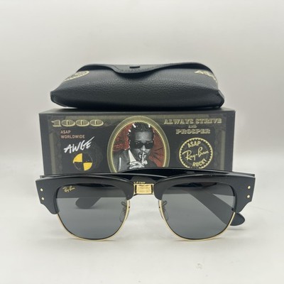Ray Ban X ASAP Blacked Out Mega Clubmaster Browline Sunglasses RB0316S Black