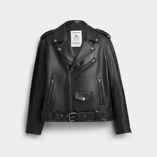 Coach Men s S Black Leather Lightweight Moto ...