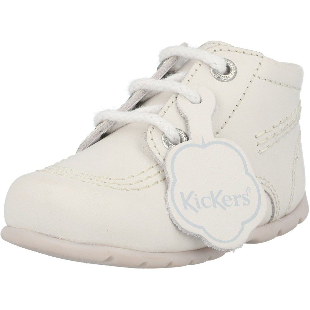 Kickers Kick Hi White Baby Boots Leather Soft Flexible Sole Easy Zip