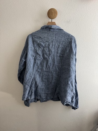 FLAX Linen Button Down Shirt Jacket Size Large - Picture 5 of 6