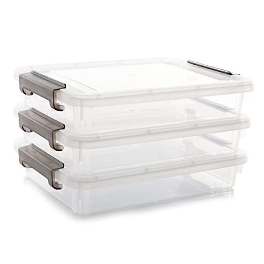 3-Piece White Plastic Storage Bin Set - 14.65x10.43x2.87 Inches - Organize with Citylife