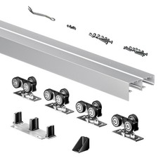 Heavy Duty Bypass Sliding Closet Door Track Hardware 60", 5FT Aluminium Pocke...