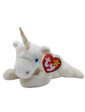 TY Beanie Baby - Mystic the White Unicorn Rainbow Horn 1993 w/ Tag & Protector