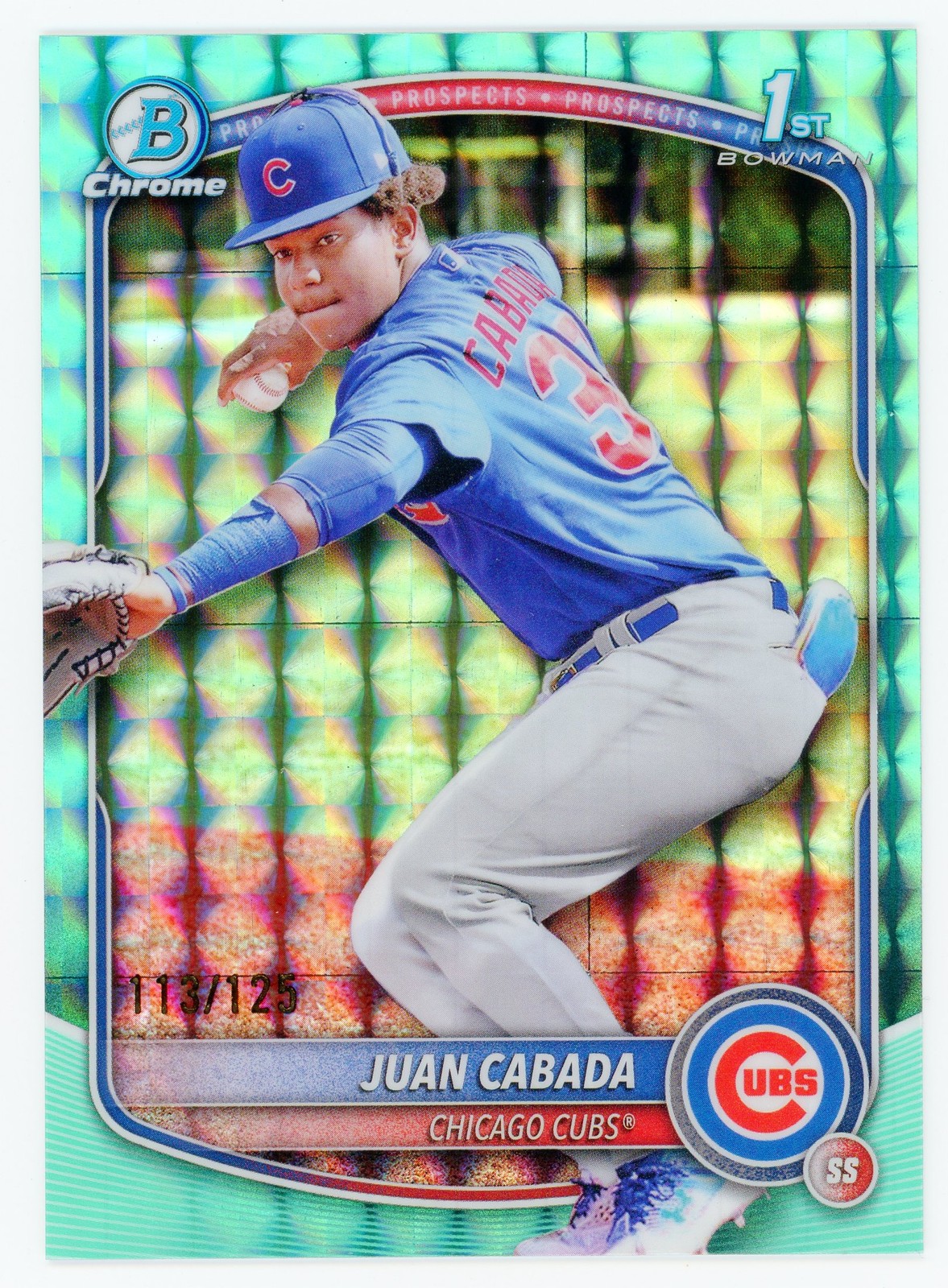 2025 Bowman Chrome: Juan Cabada BCP-207 Aqua Geometric Refractor /125 RC