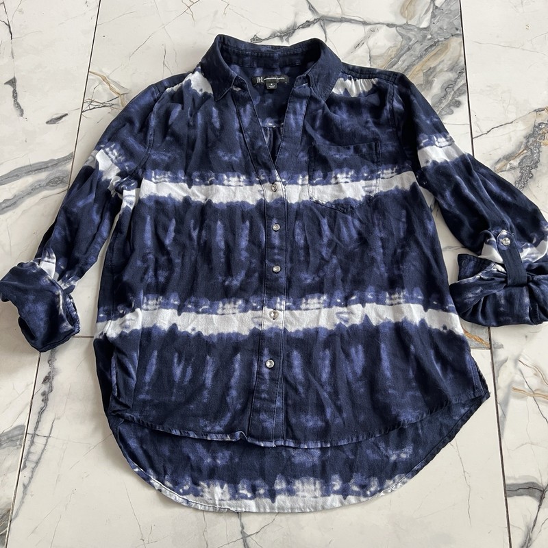 I.N.C. Cotton Tie-Dyed jewel button front Utility Shirt sz Medium