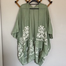 Floral Embroidered Open Front Semi Sheer Boho Kimono Womens One Size BOHO Beachy