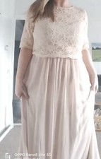 House of Fraser Mink Lace Top/Maxi Drs Wedding / Bridesmaid Outfit Size 16 BNWT