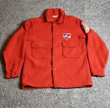 VG Rare 1950 Boy Scout Official Jacket Red Wool Bakelite Button YMCA Flying Fish