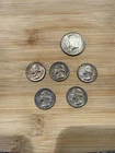 Lot of 5 Vintage US Silver Washington Quarters 1943 1946 1955 1957 1964