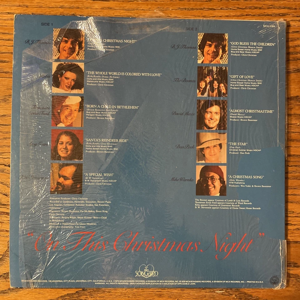 V/A On This Christmas Night LP MCA Holiday Xian Religious Amy Grant + Shrink VG+ — 第 4/4 张图片