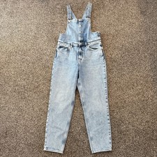 Free People Women's Size 31 Shelby Blue Denim Cropped Button Bib Overall Jeans