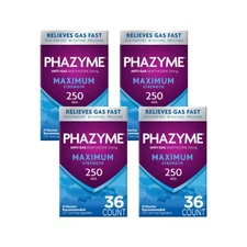 Phazyme Maximum Strength Gas and Acid Relief 36 Fast GELS Pack of 4