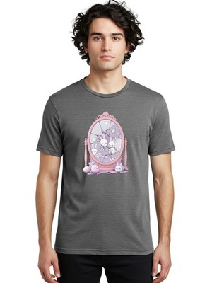 Bunnies-And-Mirror Mens Graphic Tee, 100% Cotton, Casual Summer Wear