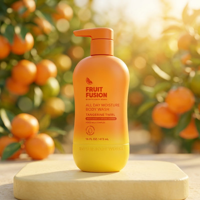 BATH & BODY WORKS TANGERINE TWIRL FRUIT FUSION MOISTURE BODY WASH SHOWER 16 OZ