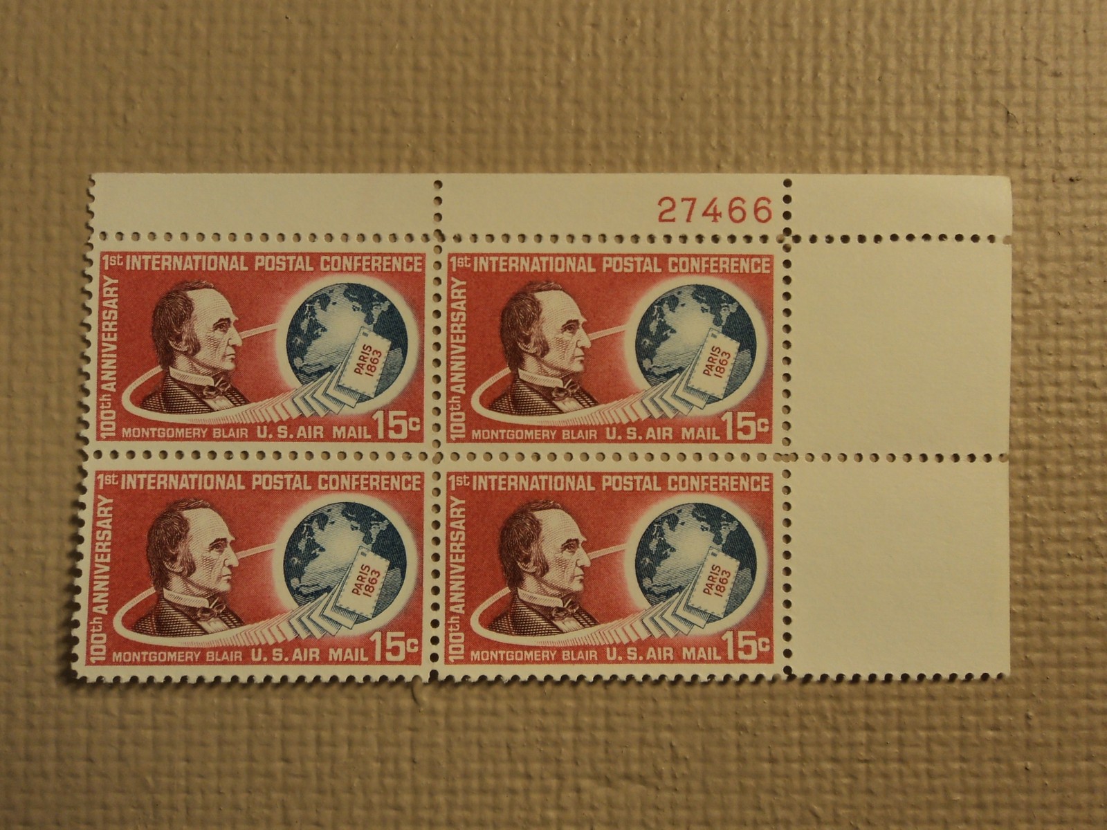 USPS Scott C66 15c International Postal Conference 1963 Plate Block Mint NH
