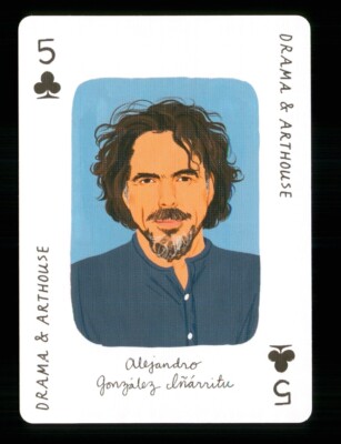 1 x playing card DRAMA ARTHOUSE Alejandro Gonzalez lñárritu - 5 of Clubs R082