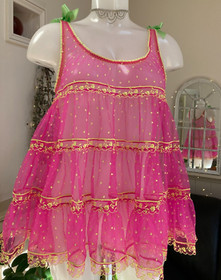 Agent Provocateur pink babydoll nightie M L neon dots & ruffles NEW mini dress