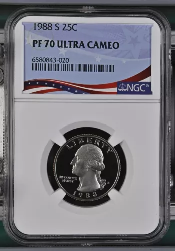 1988 S Proof Washington Quarter NGC PF70 Ultra Cameo