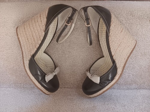 MIU MIU Prada DE COLECCIÓN ALPARGATAS Cuña Negra Mary Jane Marrón EE. UU. 41! - Imagen 2 de 7