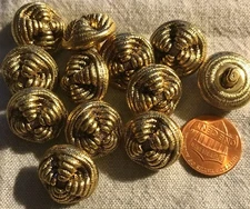 12 Gold Tone Metallized Thick Domed Plastic Shank Buttons 11/16" 18mm 1326