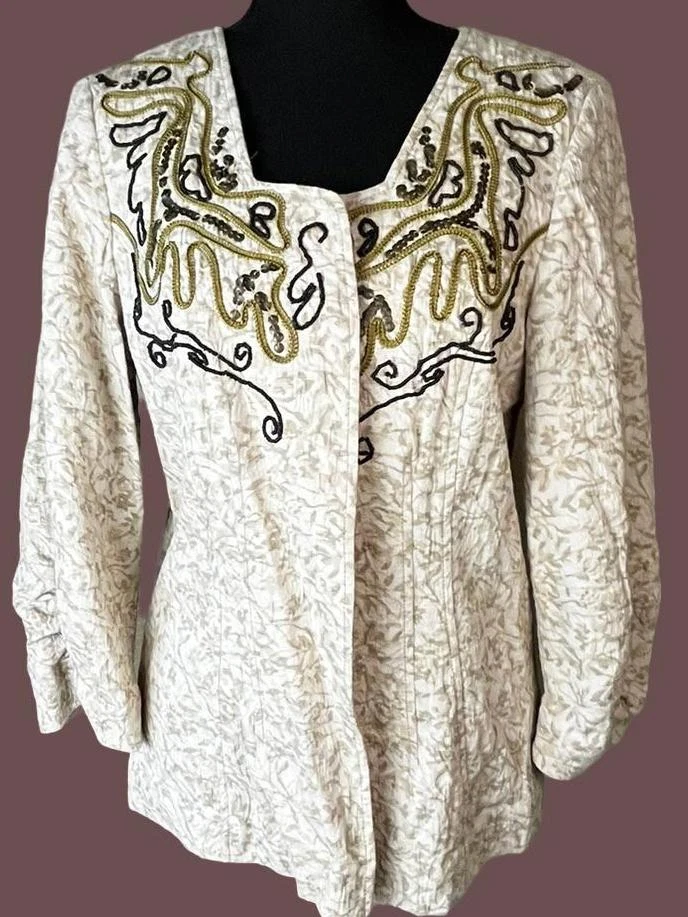 Chaqueta ligera vintage Coldwater Creek adornada Foto 2 de 4