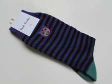 Paul Smith Embroidered Dreamer Signature Purple Stripe Socks / MADE IN ITALY