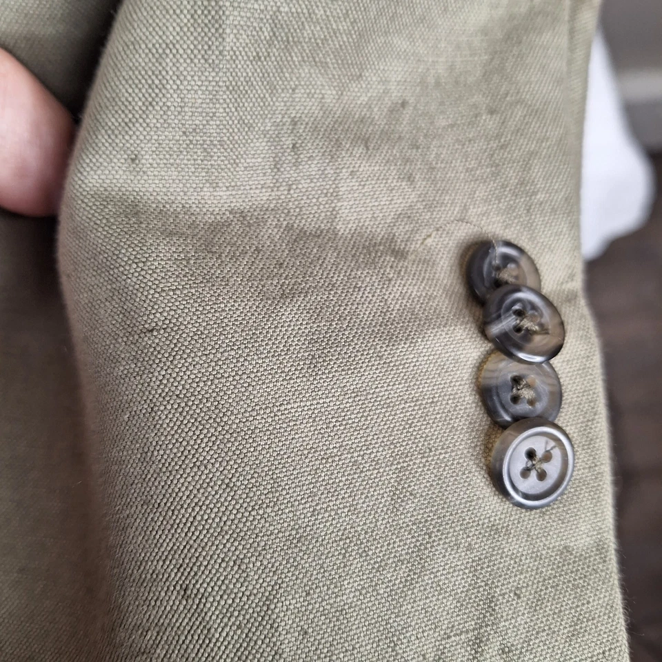 Blazer Abrigo Deportivo Lands End Para Hombre 44R Beige Manchado Algodón Lino Foto 3 de 4