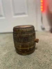 Vintage USA Crock Art Pottery 6" Mini Stoneware Barrel Keg With Cork Plug
