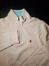 Mens Medium Izod Saltwater Sweatshirt 1/4 Zip Sweatshirt Pinkish