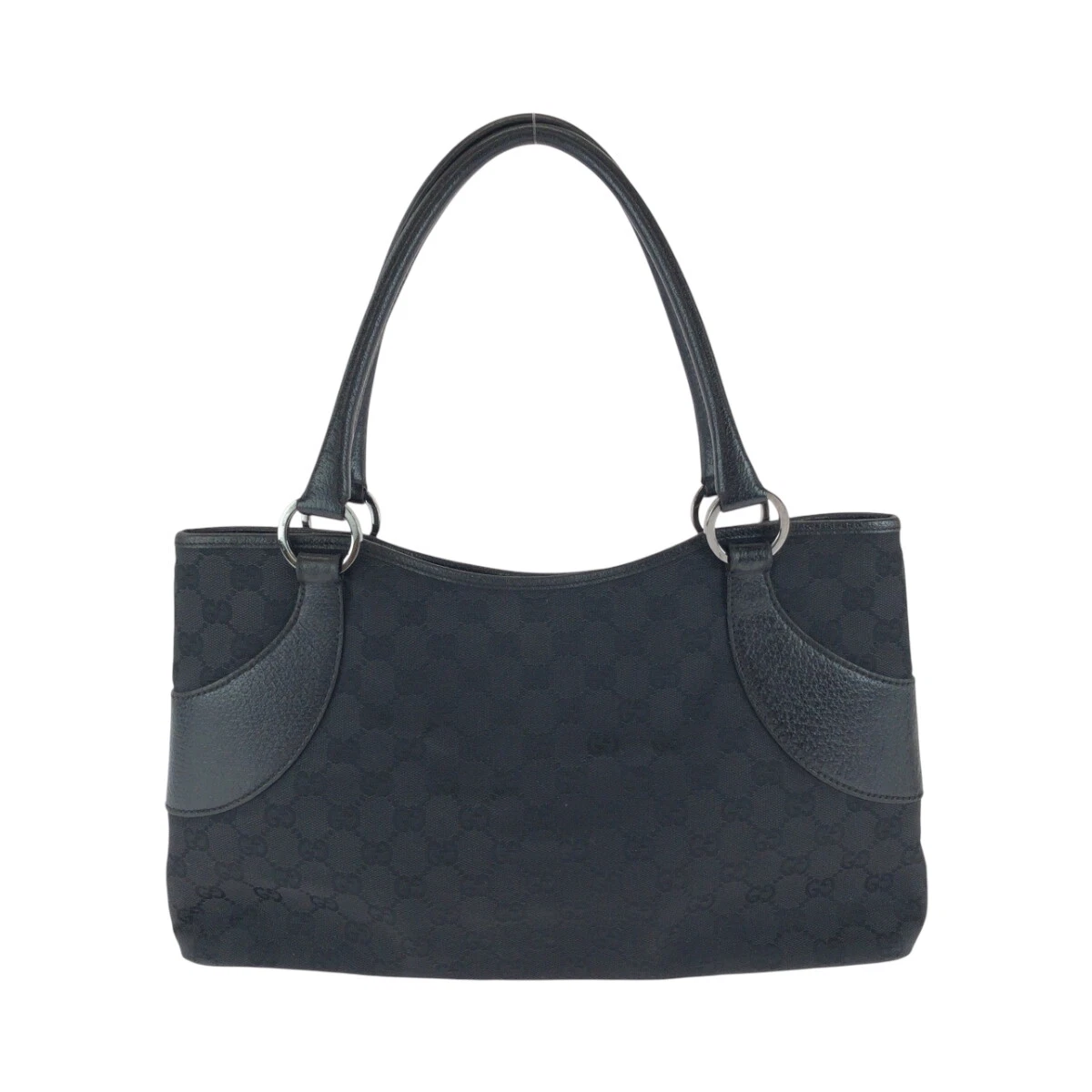 Sac à main fourre tout GUCCI 113015 noir argent matériel GG toile GG