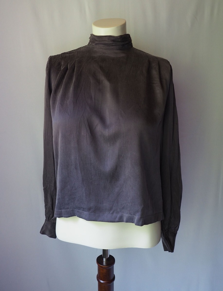 Vintage Doncaster USA 100% Silk Washed Crepe Blouse Cropped 