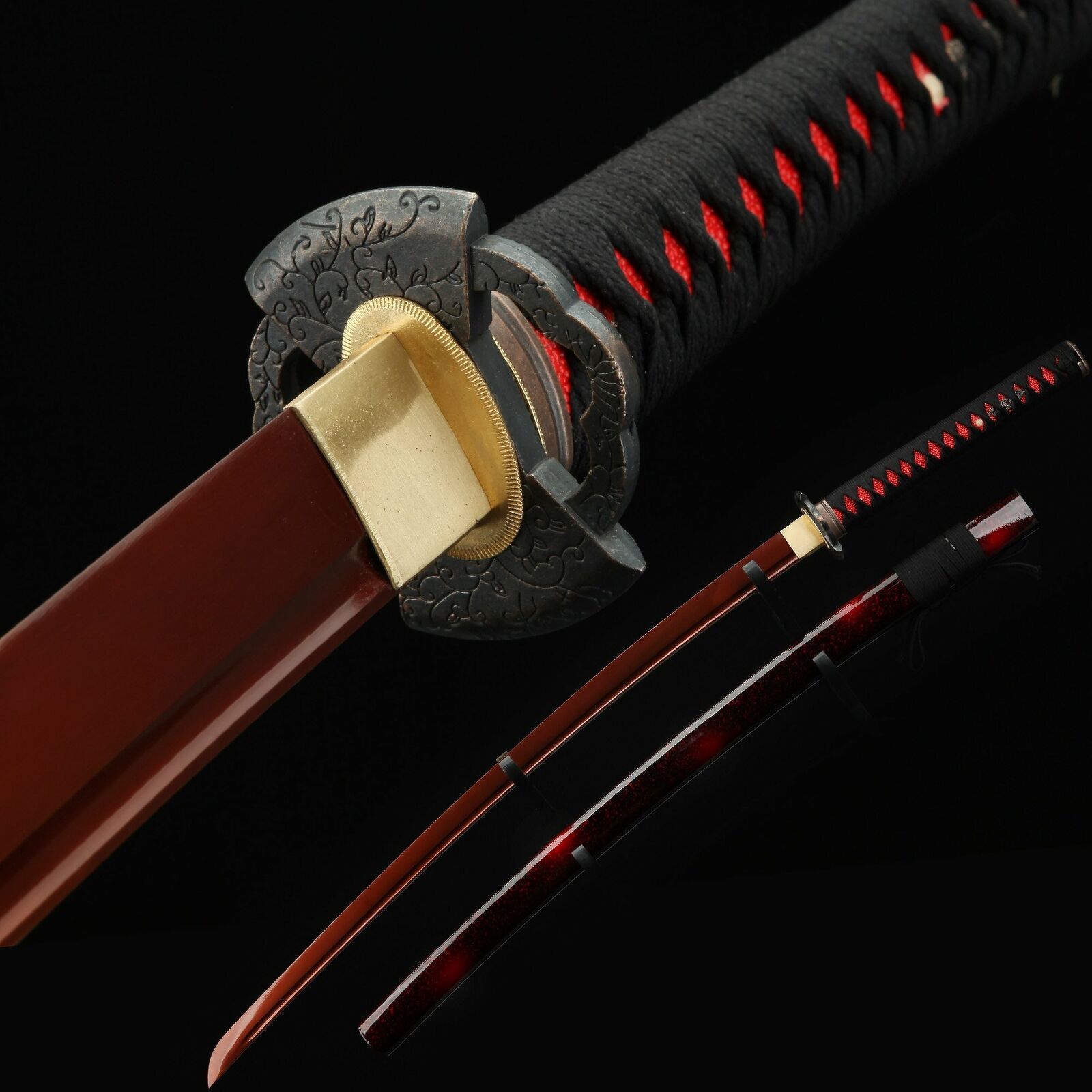 Red Katana Full Tang Red Printed Blade Real Katana Japan Samurai Sword ...