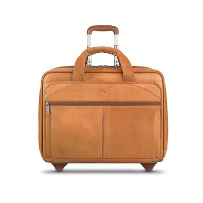 Solo Walker Leather Rolling Laptop Bag, Tan