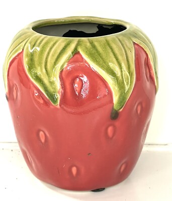 Strawberry Planter Ceramic Plant Pot 5x4.5 Well Made! 3  Opening