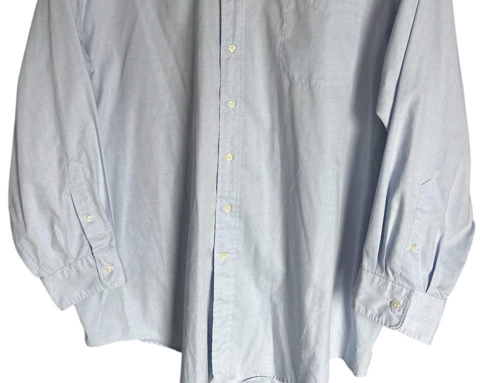 Camisa con botones Lands' End Direct Merchants cambray para hombre talla alta 20-36 azul Foto 4 de 4