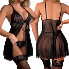 Sexy Women's Lingerie Floral Lace Sleepwear Underwear Dress See-Thru Babydoll US