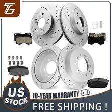 Front & Rear Drilled Brake Rotors + Ceramic Brake Pads Kit for Sequoia Tundra