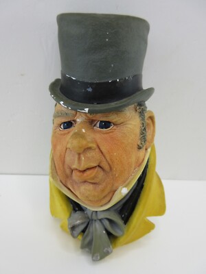 Vtg 1964 Bossons England Mr Micawber Chalkware Head Wall Hanging Charles Dickens