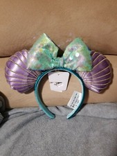 New Disney Parks The Little Mermaid Ariel Minnie Mouse Sequin Bow Ears Headband