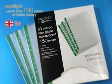 150 A4 Non Glare  HEAVY DUTY Punched Pocket Filing Wallets 80 Micron