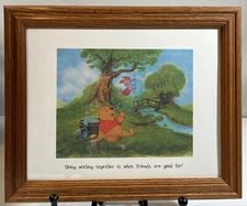 FRAMED PRINT: DISNEY Winnie the Pooh -Doing Nothing...Friends Are For! VGC