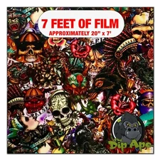 Hydrographic film Tattoo Sticker Bomb hydro dip dipping 7' x 20"