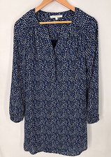 Daniel Rainn Hearts Print Shift Dress Long Sleeve Fully Lined Blue Women's Small