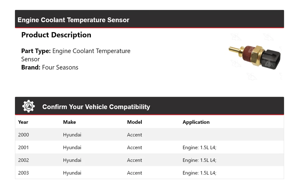 Sensor de temperatura do líquido de arrefecimento do motor Hyundai Accent 2000-2003 4 estações 2001 - Imagem 2 de 4