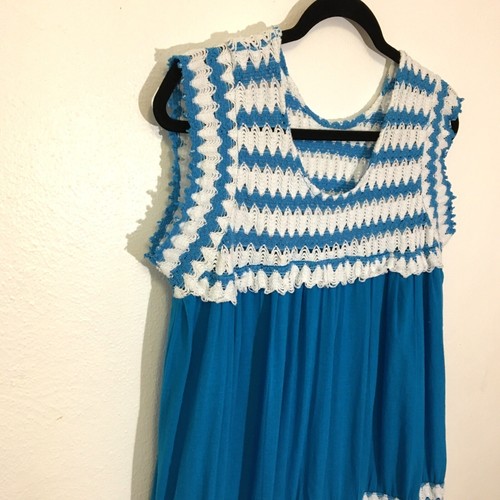 Vintage Mexican Dress Crochet Gauze Boho Festival Peasant Cottagecore Muumuu T10 - Picture 6 of 12
