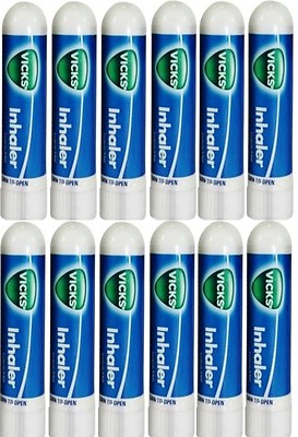 12x Vicks Inhaler for Nasal Congestion Cold Blocked Nose Fast Relief