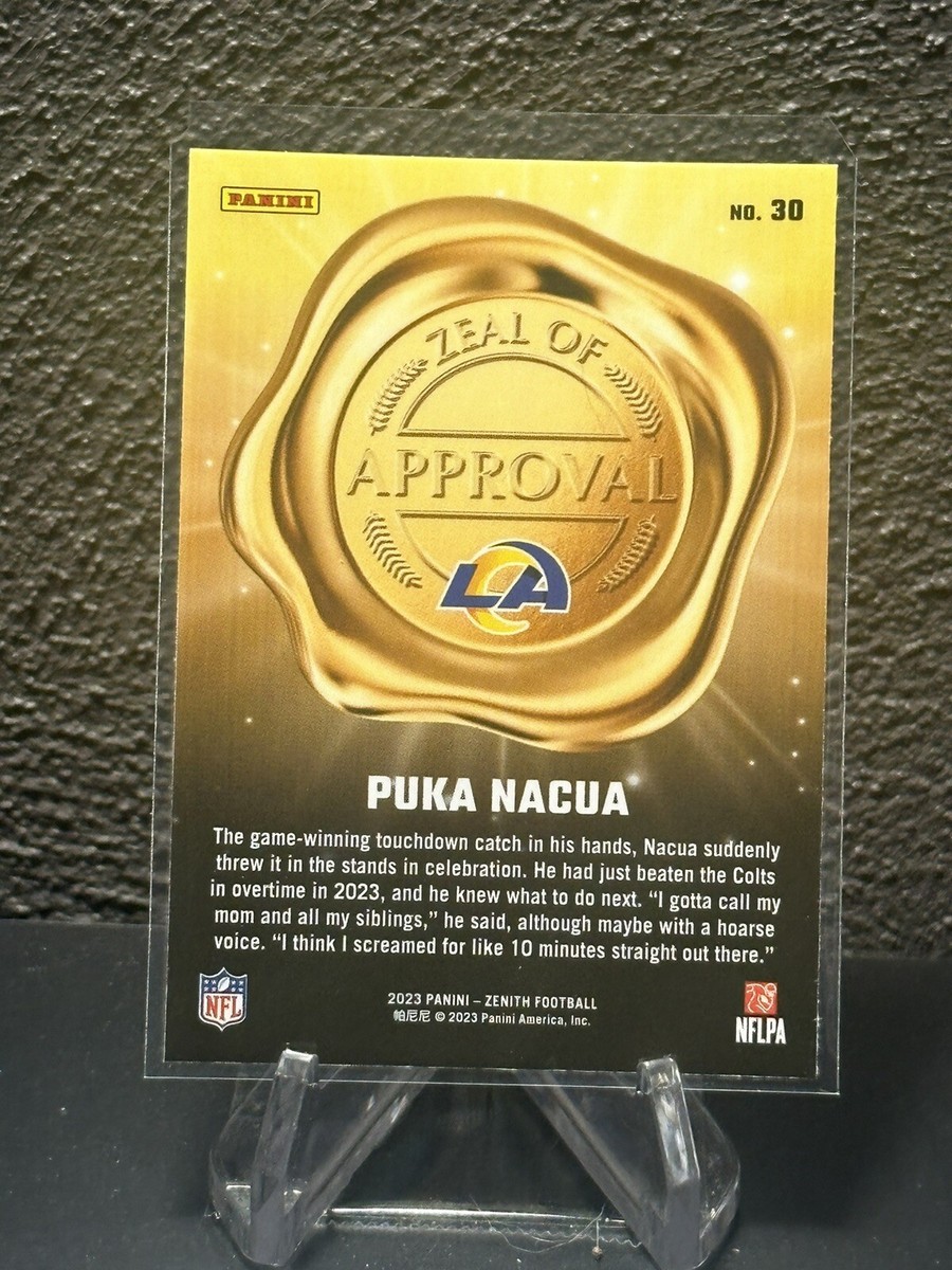 2023 Panini Zenith Puka Nacua RC Zeal Of Approval Red
