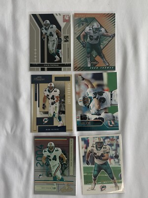 ZACH THOMAS (6) 2000 Leaf Limited #33/5000 & Focus #40 2004 Elite Prestige HOF!