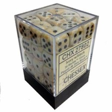 Chessex Dice 36 Block Sets 12mm D6 Marble Ivory w/ Black Pips CHX 27802